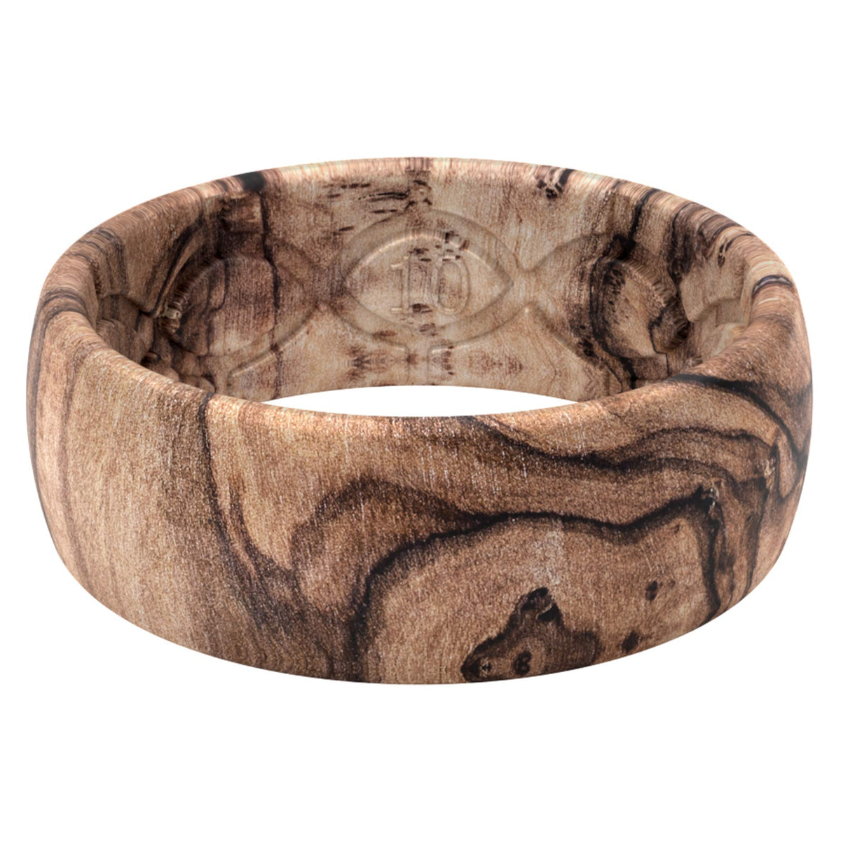 Groove Life Burled Walnut Silicone Wedding Ring For Men - Size 7, Comfort Fit, Lifetime Coverage