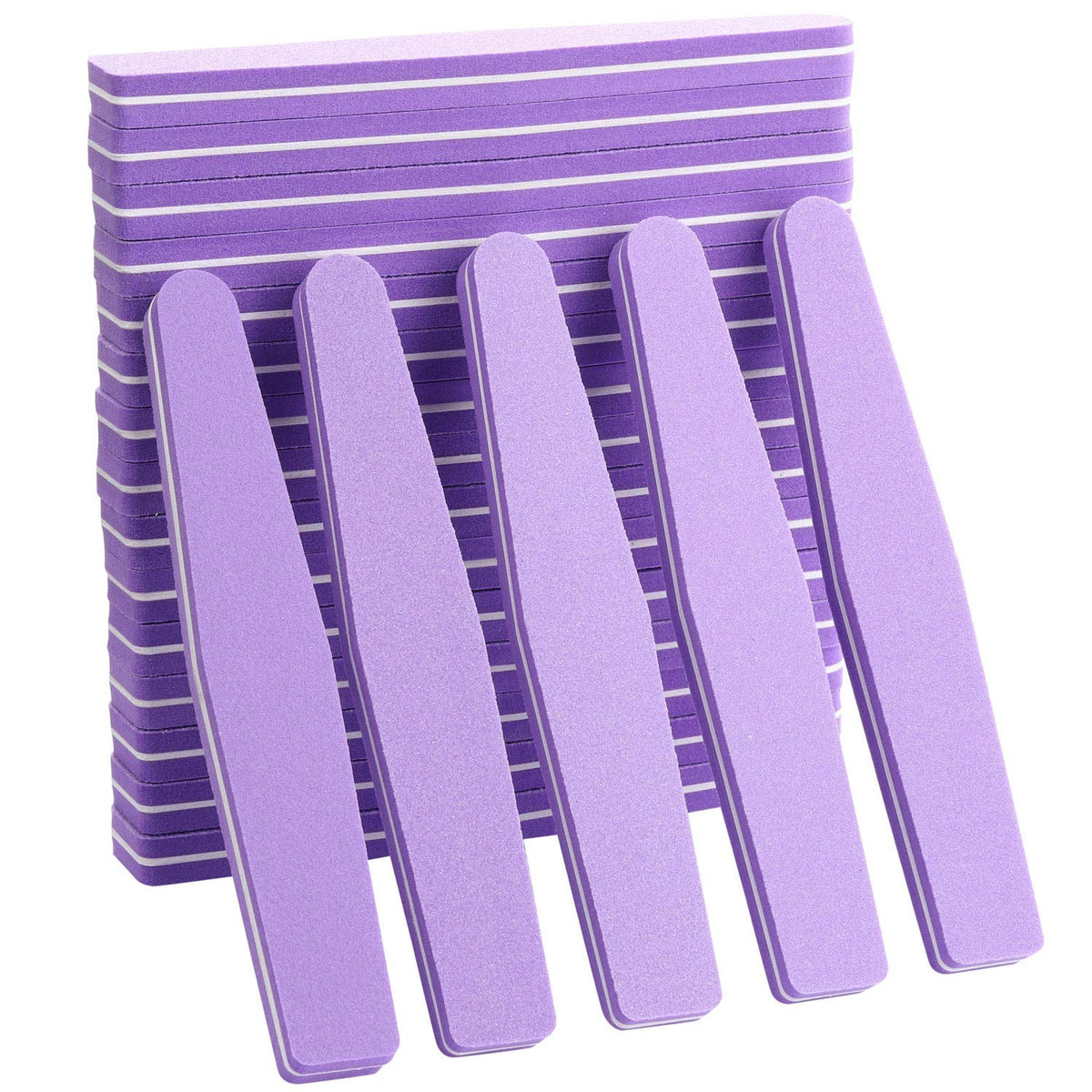 LoveBB 20Pcs Double-Sided Nail Buffer Files, Washable Sponge, 100/180 Grit, Purple