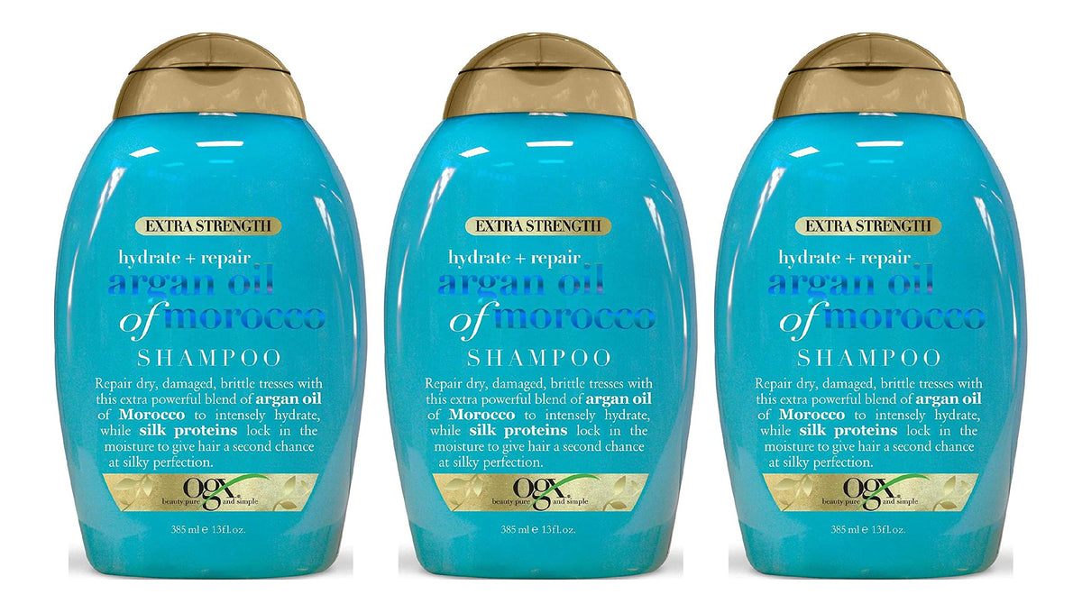 Ogx Argan Oil Shampoo Extra Strength, 13 Oz (3 Pack) - Nourishing And Hydrating Hair Care