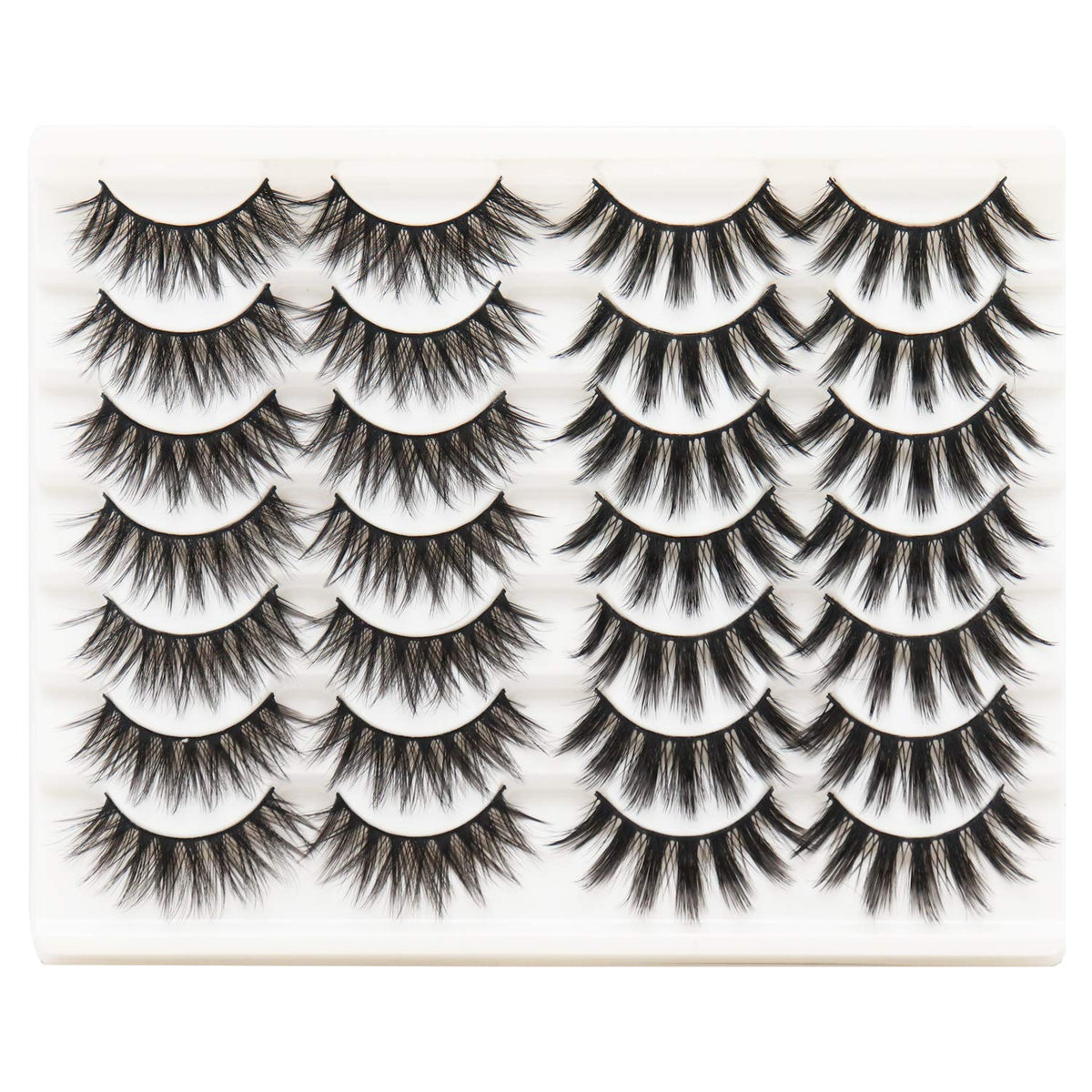 Veleasha 3D Faux Mink Lashes - 14 Pairs Fluffy Natural Look Wispy Fake Eyelashes Pack