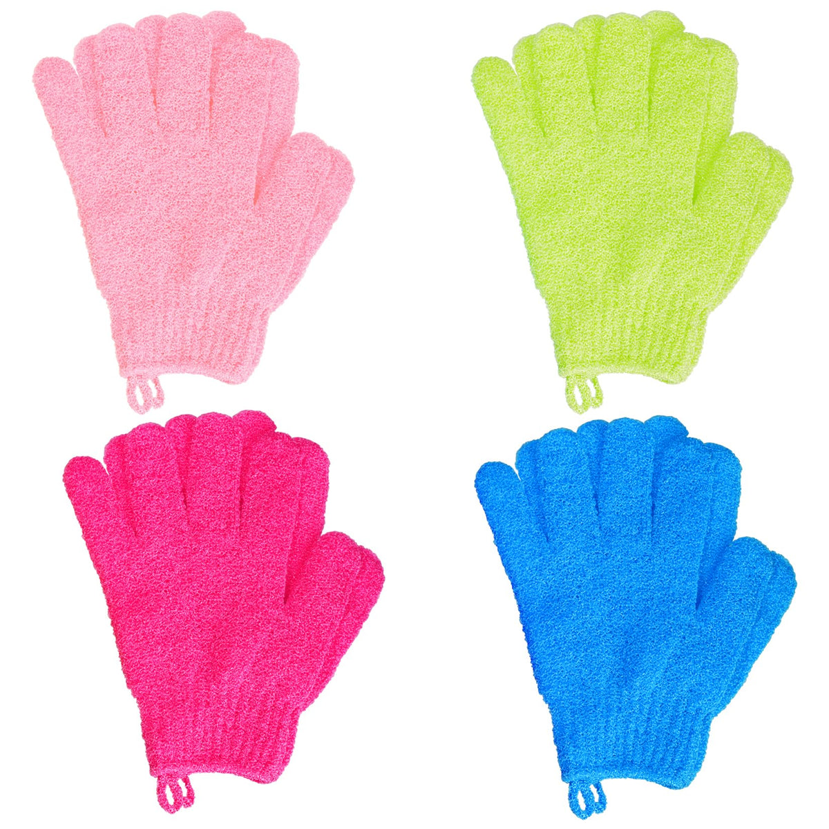 Ishua 4 Pairs Exfoliating Bath Mitts Scrub Gloves - Double Sided, Multicolor Shower Accessories