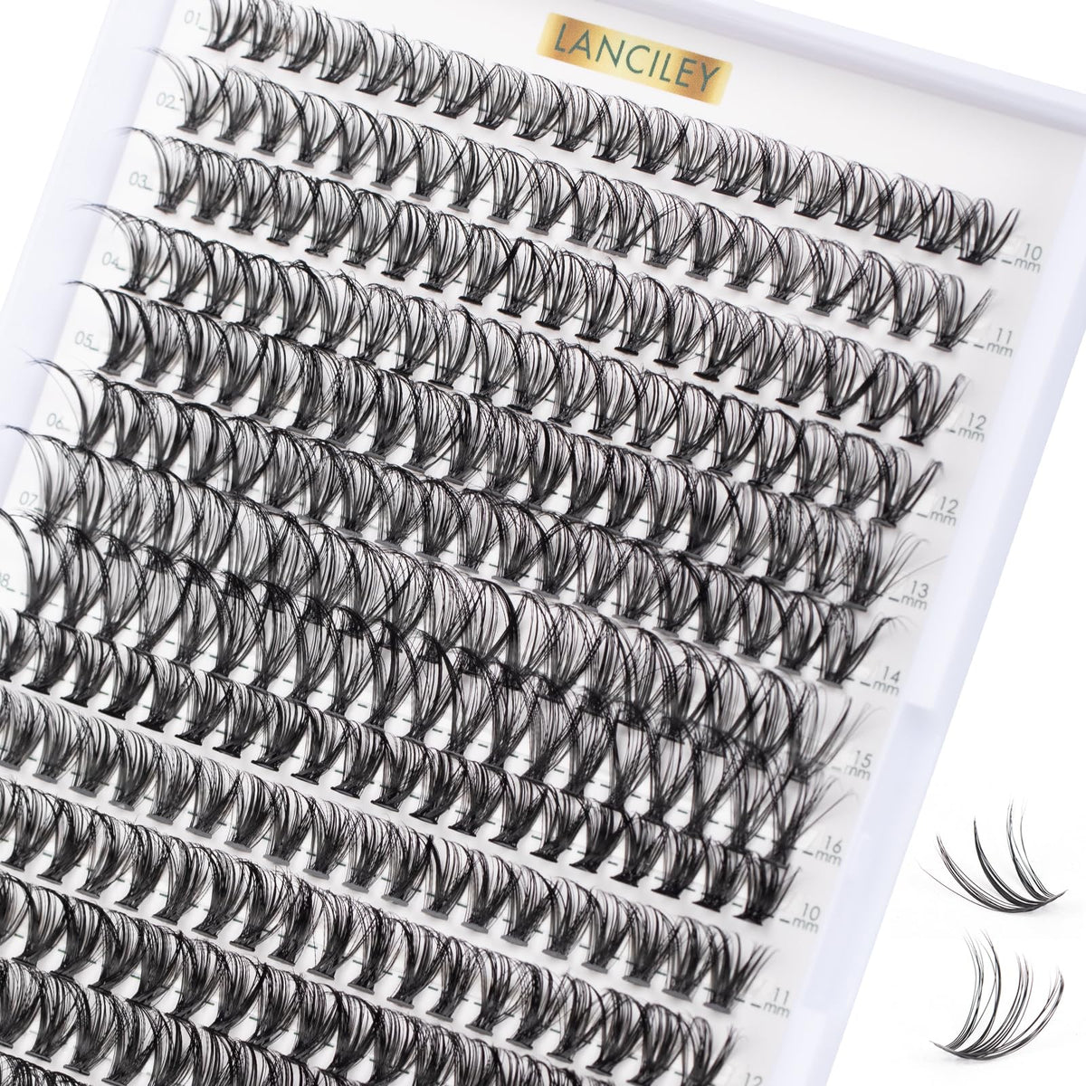 Lanciley 320 Pcs Fluffy Lash Clusters 30D+40D Wispy Individual Eyelash Extensions DIY