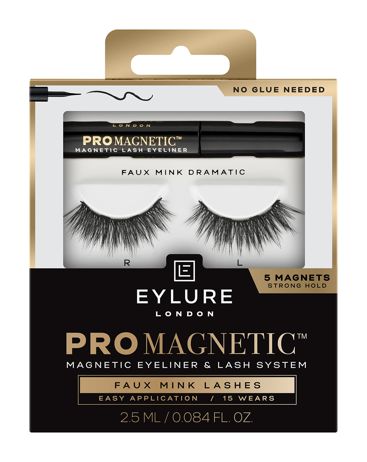 Eylure Promagnetic Magnetic Eyeliner & Faux Mink Lashes Kit - Dramatic & Reusable, Black