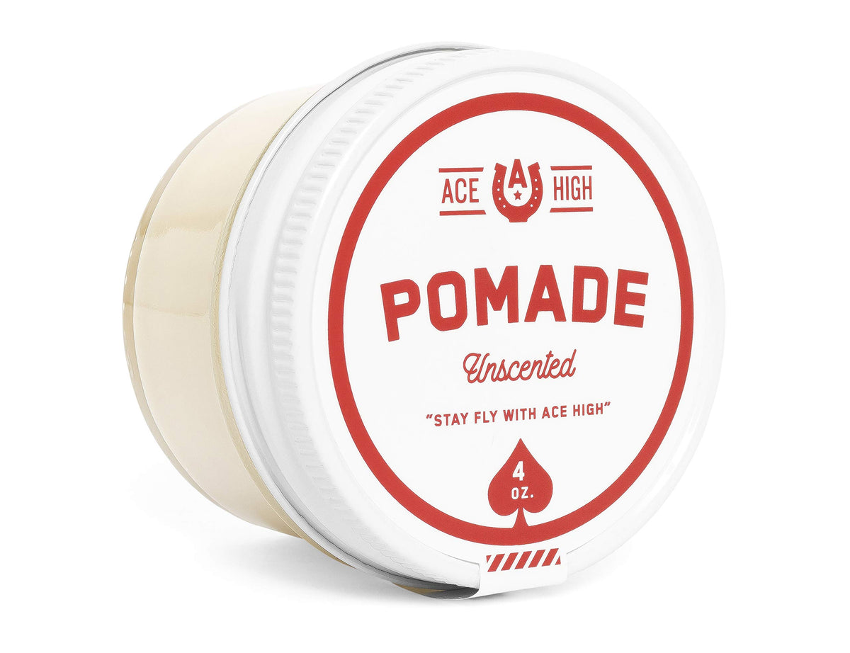 Ace High Unscented Pomade - Strong Hold, Natural Shine, Water-Based, 4Oz