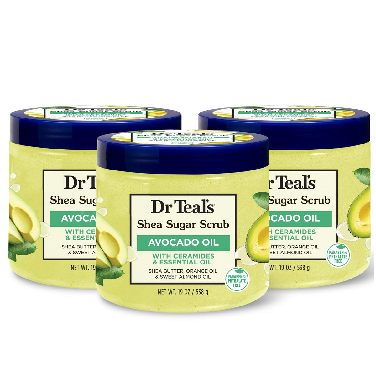 Dr Teal'S Shea Sugar Scrub With Ceramides & Avocado Oil, 19Oz (Pack Of 3)