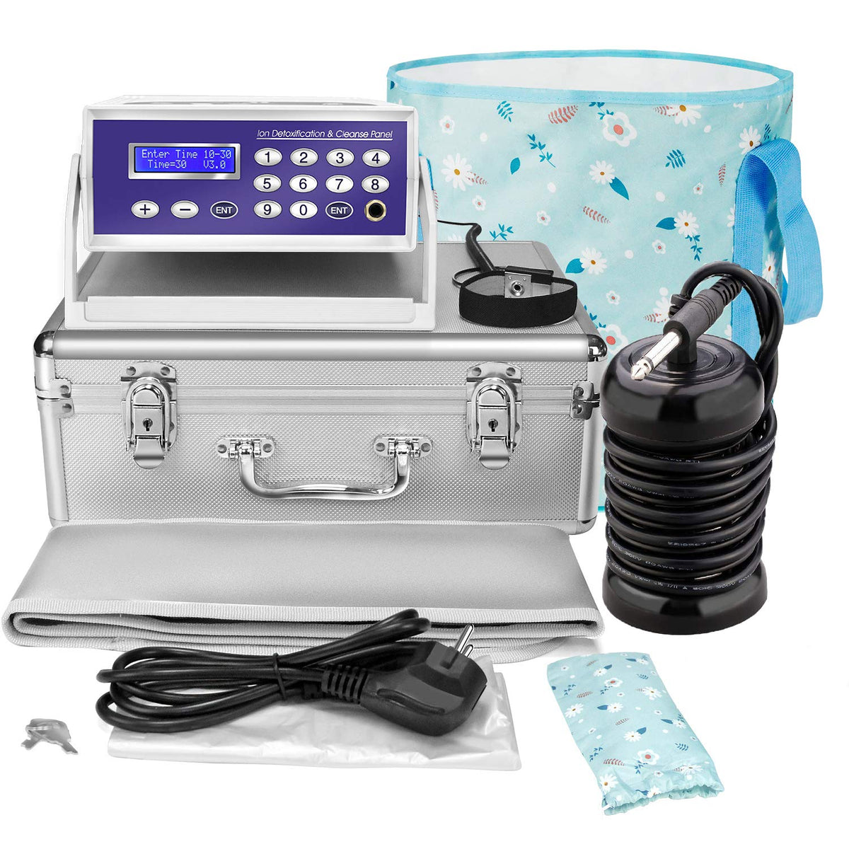 Lecaung Ionic Detox Foot Bath Machine With Collapsible Basin & Far Infrared Belt, Blue+12L