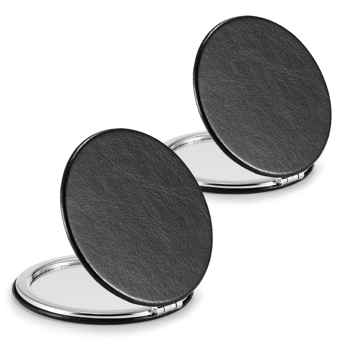 Getinbulk Compact Mirror Set Of 2 - Double-Sided Makeup Mirror 1X/3X Magnification, Black