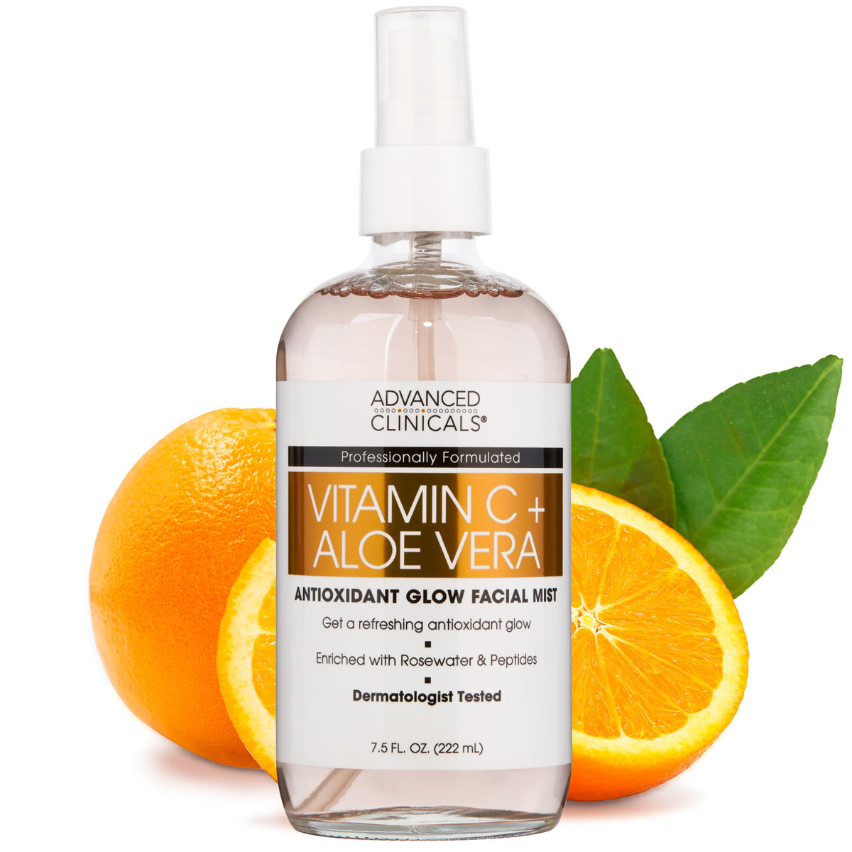 Advanced Clinicals Vitamin C Face Toner With Ferulic Acid & Rosewater - 8 Fl Oz Hydrating Mist