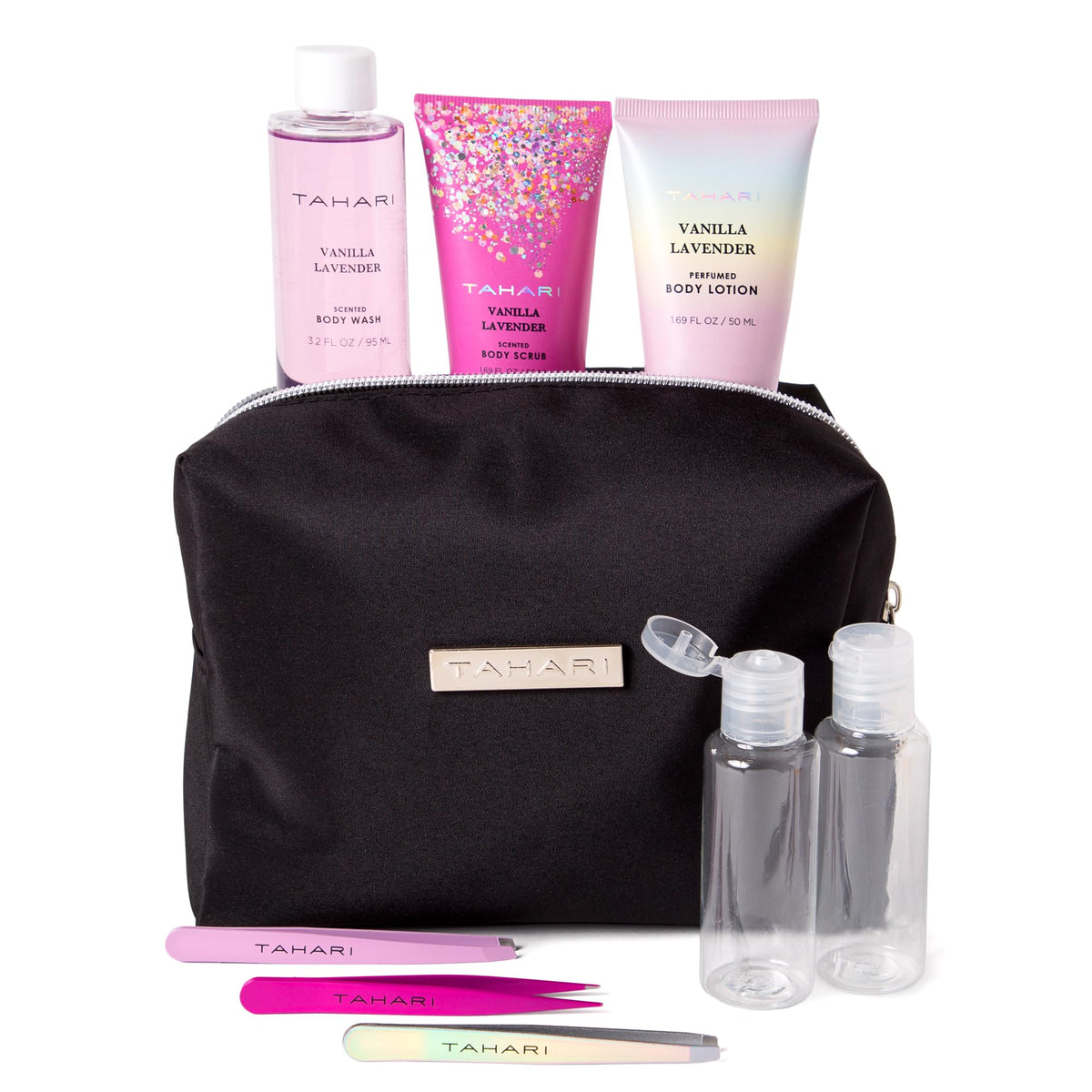 Tahari Vanilla Lavender Spa Gift Set - Luxurious Bath Kit With Lotion, Scrub, Wash & Tweezers