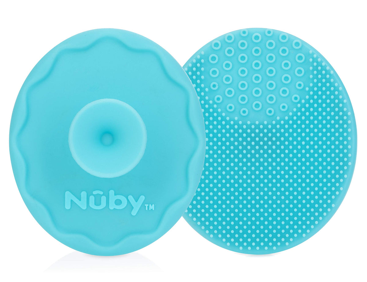 Nuby Silicone Bath Brush Set - 2-Pack Baby Bath Accessories - Safe & Soft For Infants, Blue