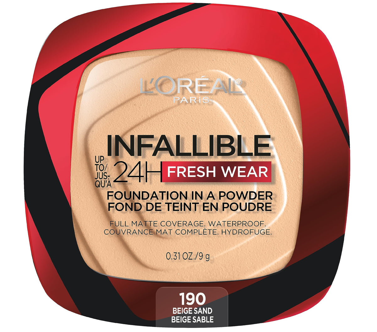 L'Oreal Paris Infallible Fresh Wear Powder Foundation, Waterproof, Beige Sand, 0.31 Oz.