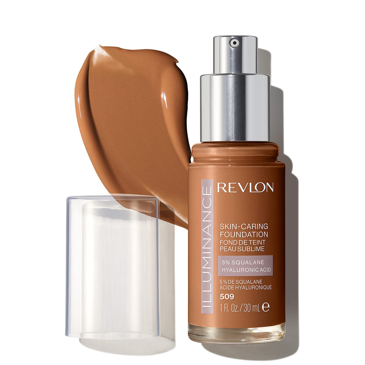 Revlon Illuminance Skin-Caring Liquid Foundation, Hyaluronic Acid, Medium Coverage, Sandalwood