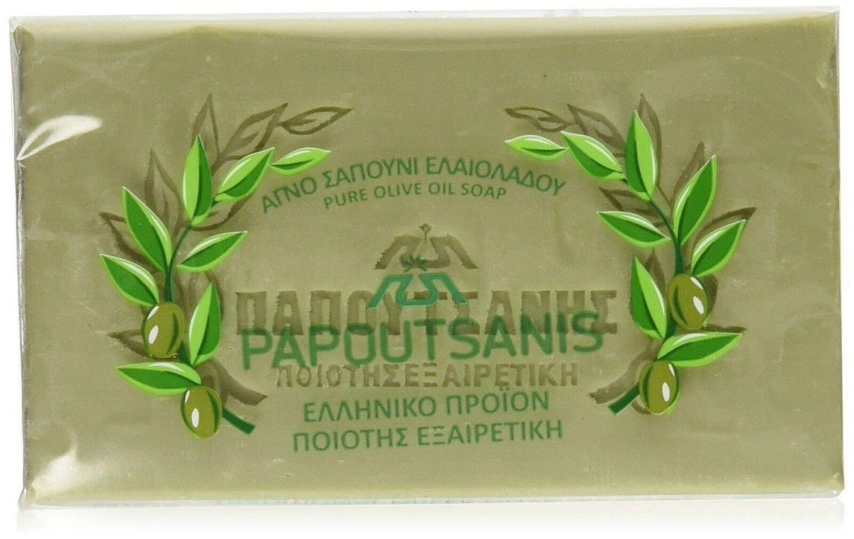 Papoutsanis Olive Oil Soap - 12 Pack (125G Each) - Moisturizing & Natural Cleanser