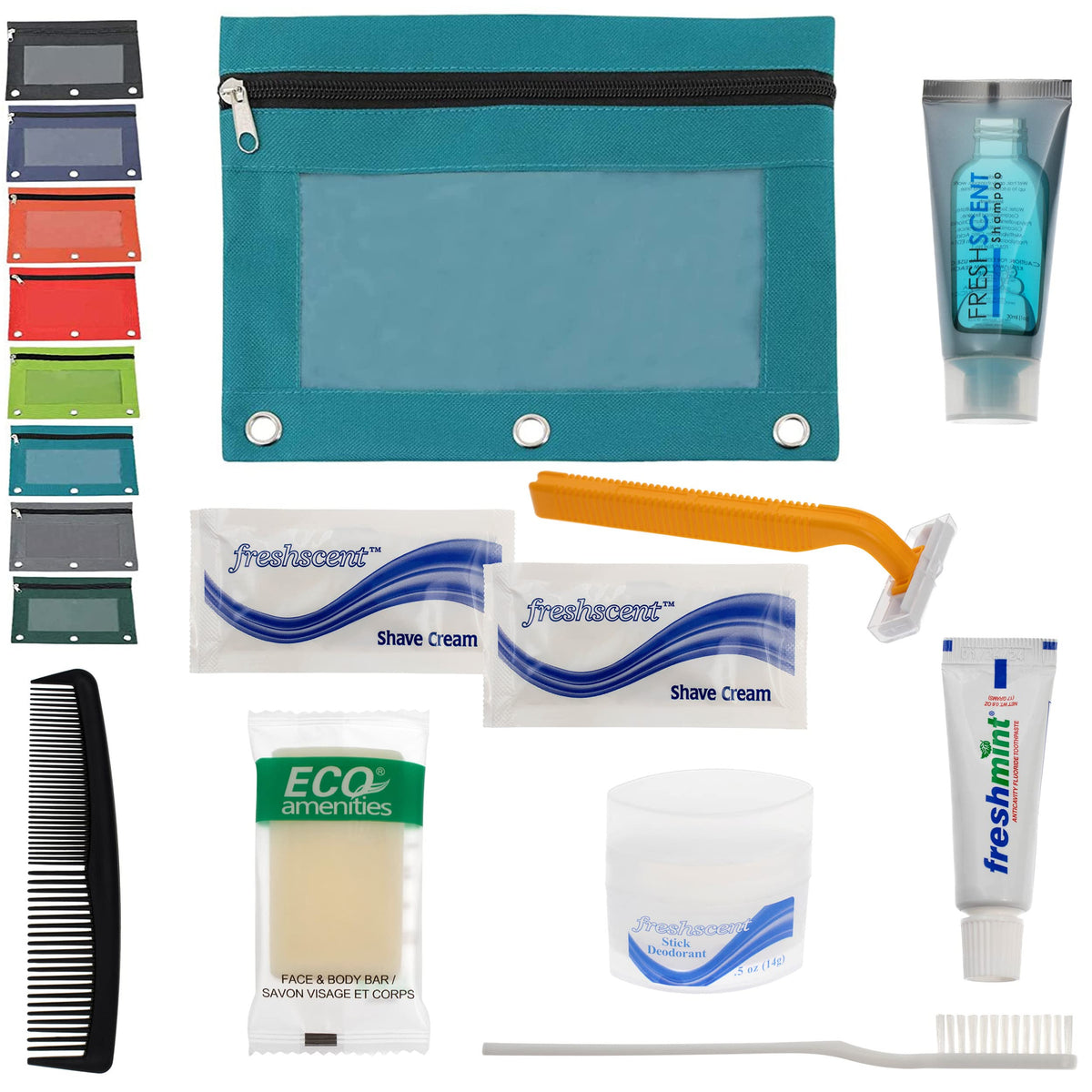 Moda West Deluxe Hygiene Kits - 24 Bulk Toiletry Kits For Travel & Charity, Pouch Included