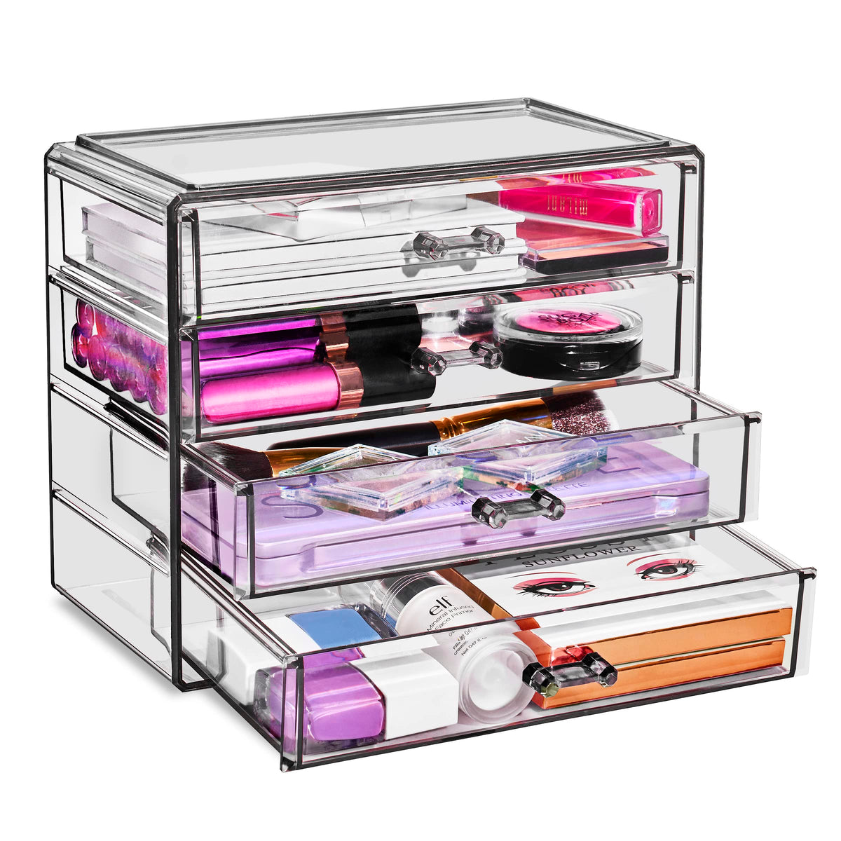 Sorbus 4 Drawer Acrylic Makeup Organizer - Clear Storage For Cosmetics, Jewelry & Beauty Supplies