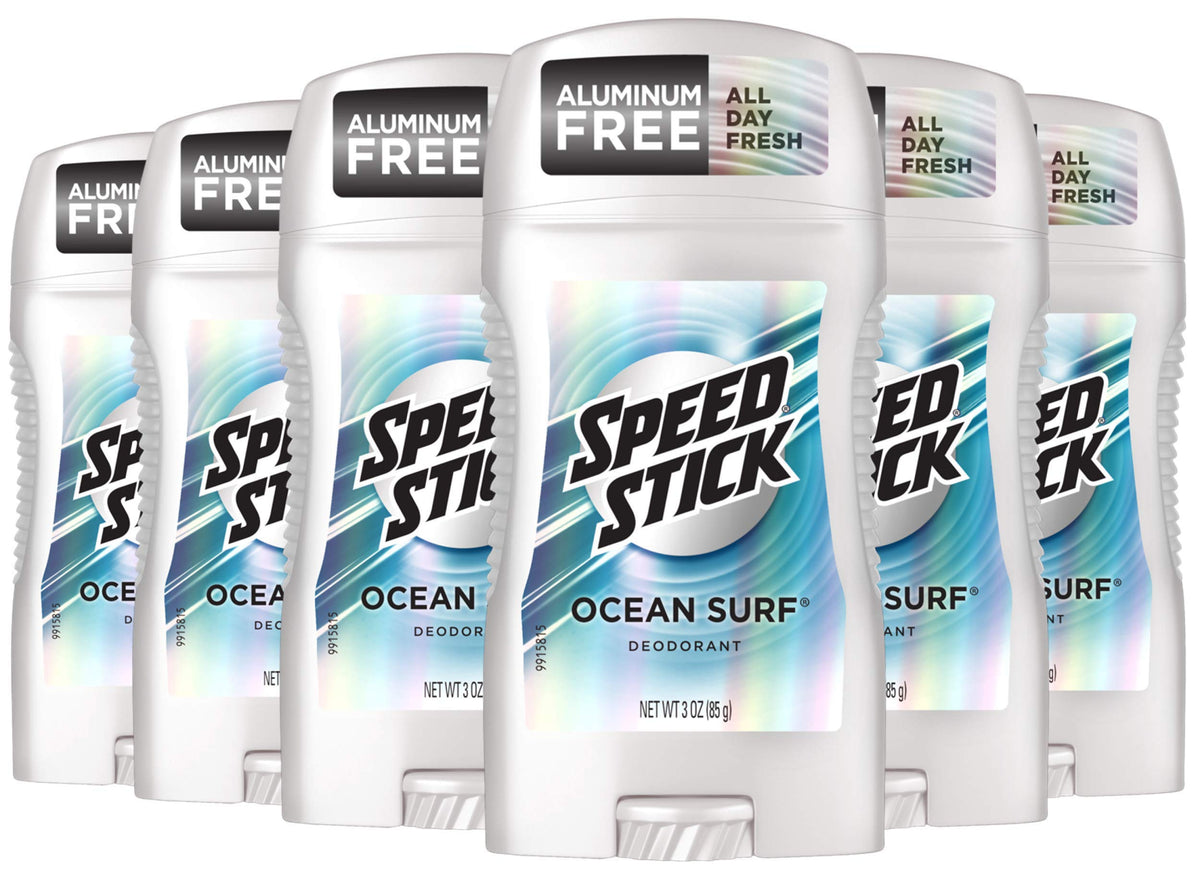 Speed Stick Ocean Surf Deodorant for Men, Aluminum Free, 3 Ounce (Pack of 6)