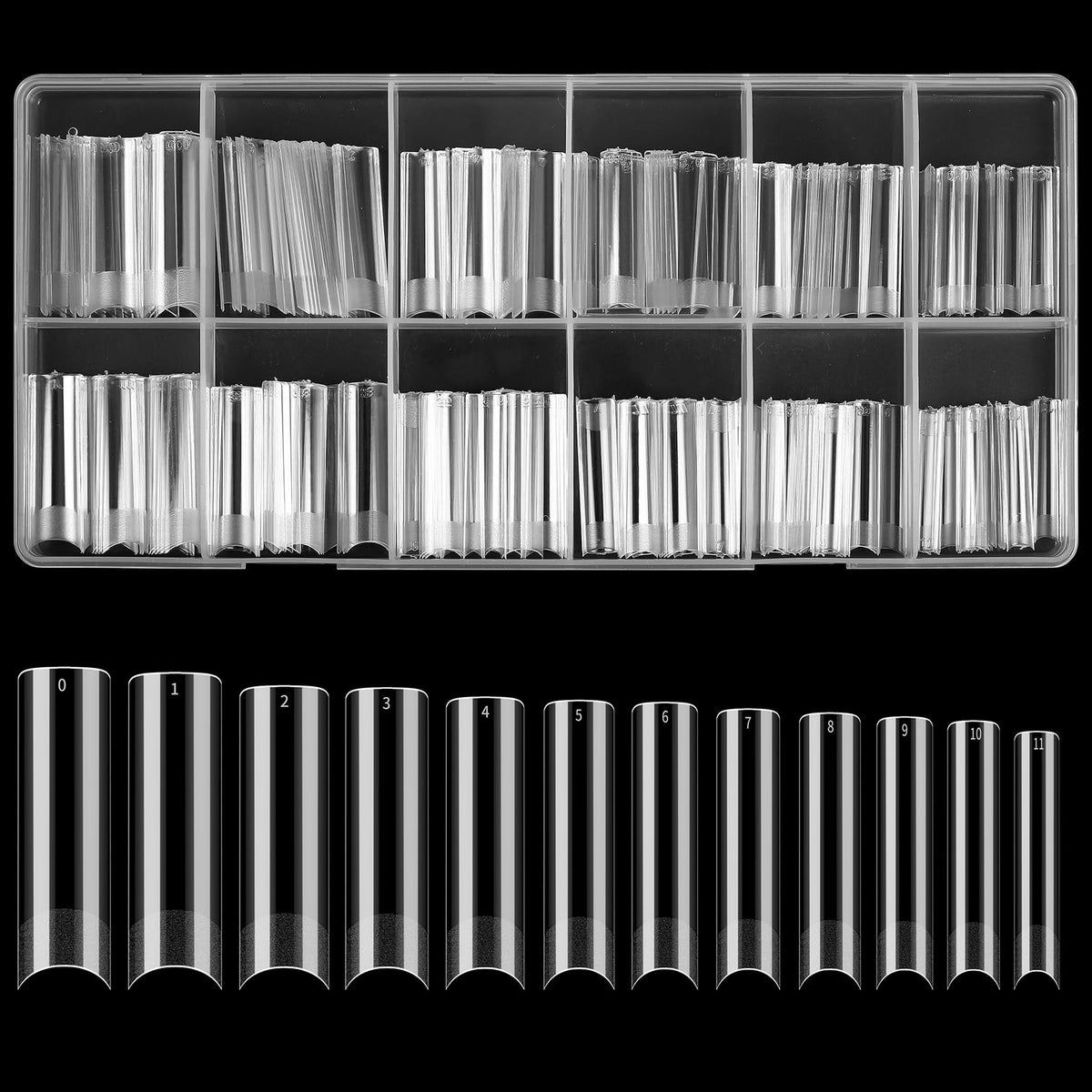 Koxxiamoq Clear Xxl Tapered Square Nail Tips - 240 Pcs Half Matte No C Curve For Acrylic Nails