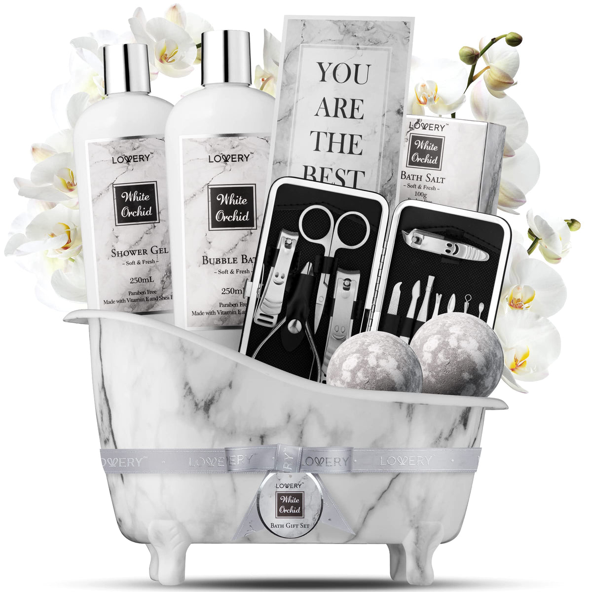 Lovery Valentine Spa Gift Set - White Orchid Bath & Body Kit, Perfect For Women & Men Gifts