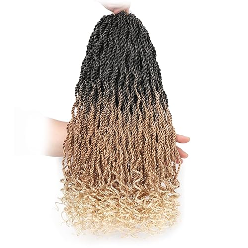 Leeven 18&quot; Ombre Blonde Senegalese Twist Crochet Hair - 8 Packs Synthetic Braids #1B/27/613