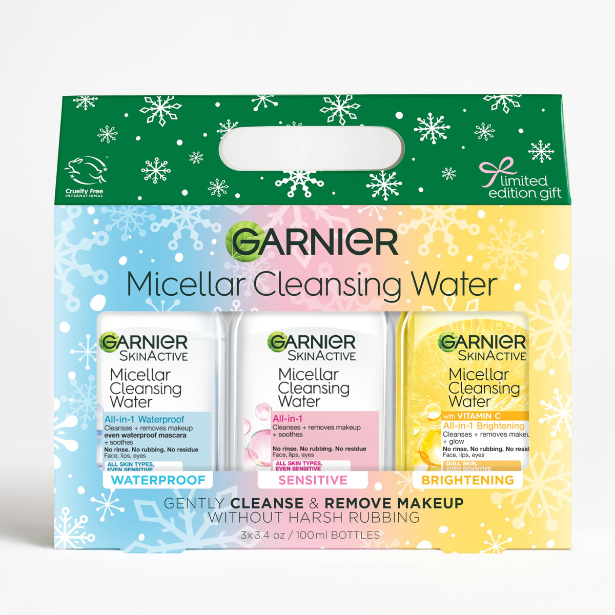 Garnier Skinactive Micellar Holiday Gift Set - 3 Travel Size Micellar Waters, 100Ml Original & More