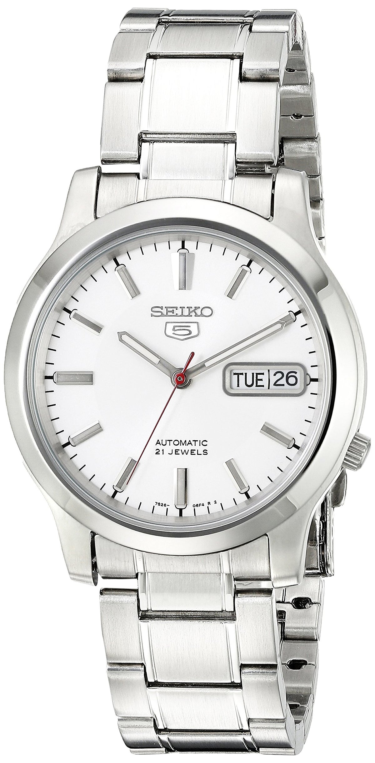 Seiko Men'S Snk789 36Mm Automatic Stainless Steel Watch - White Dial, Silver-Tone