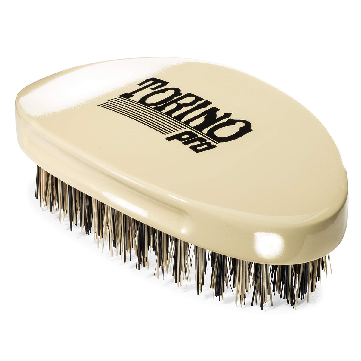 Torino Pro Wave Brush #1510 - Curved Hard Palm Military 360 Waves Brush, Cream