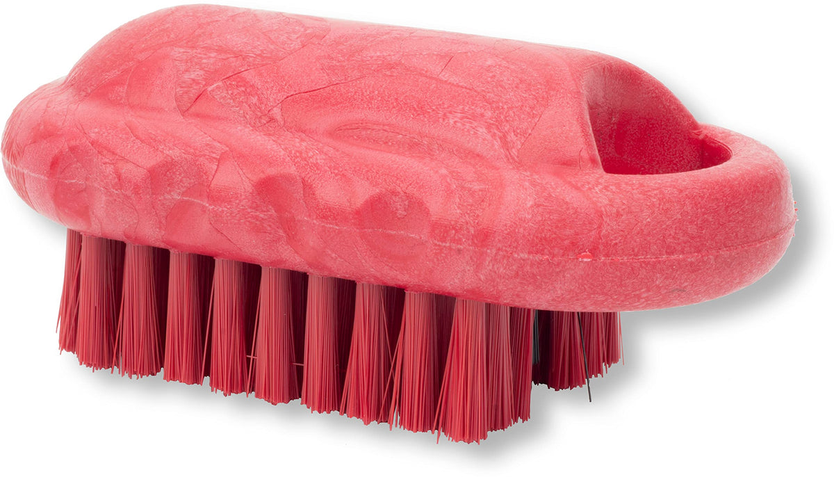 SPARTA Heavy-Duty Nail Scrub Brush - Stiff Bristles for Mechanics & Gardeners, 5&quot; Red Plastic