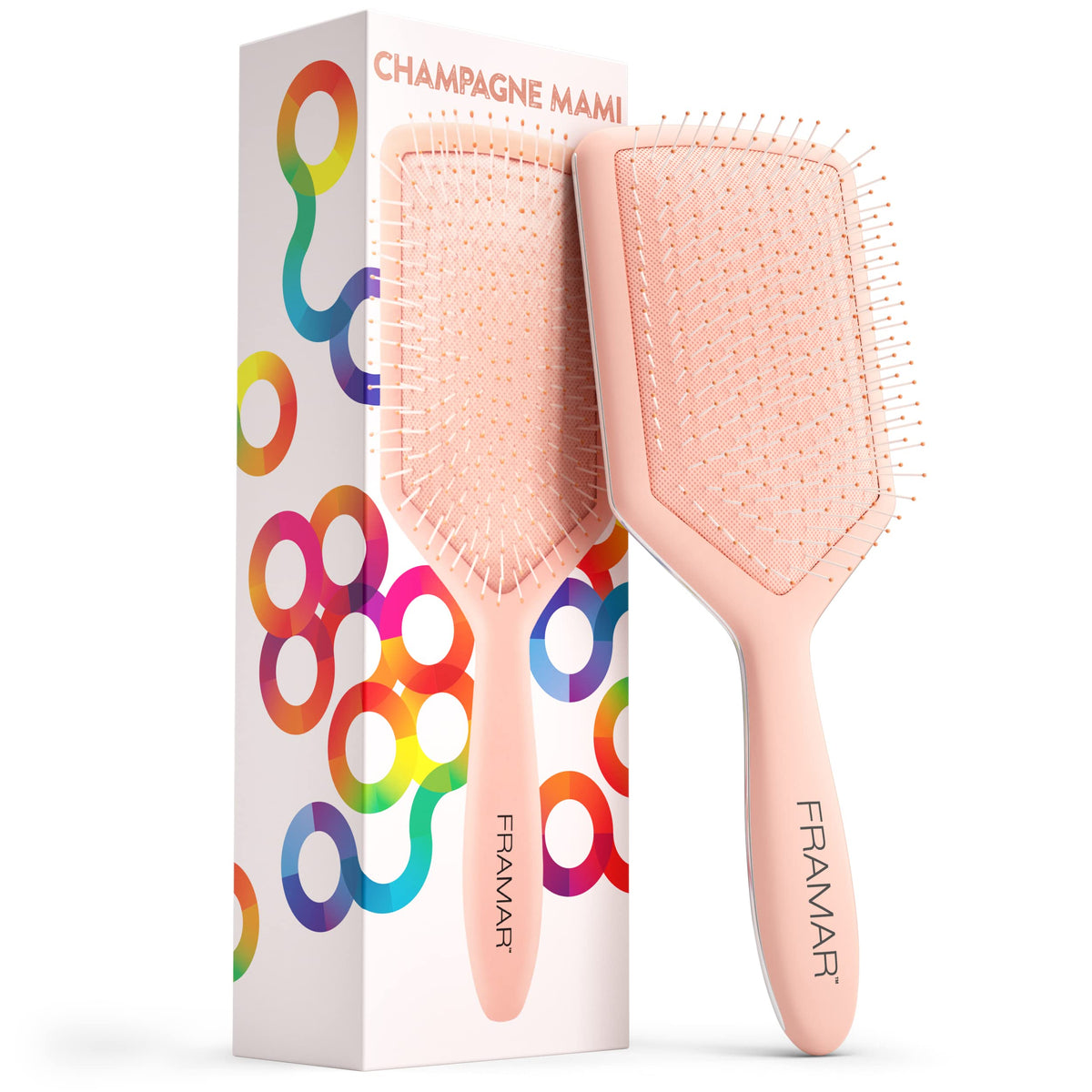 Framar Champagne Detangler Paddle Brush - Elegant Hair Brush For Women, Men & Children