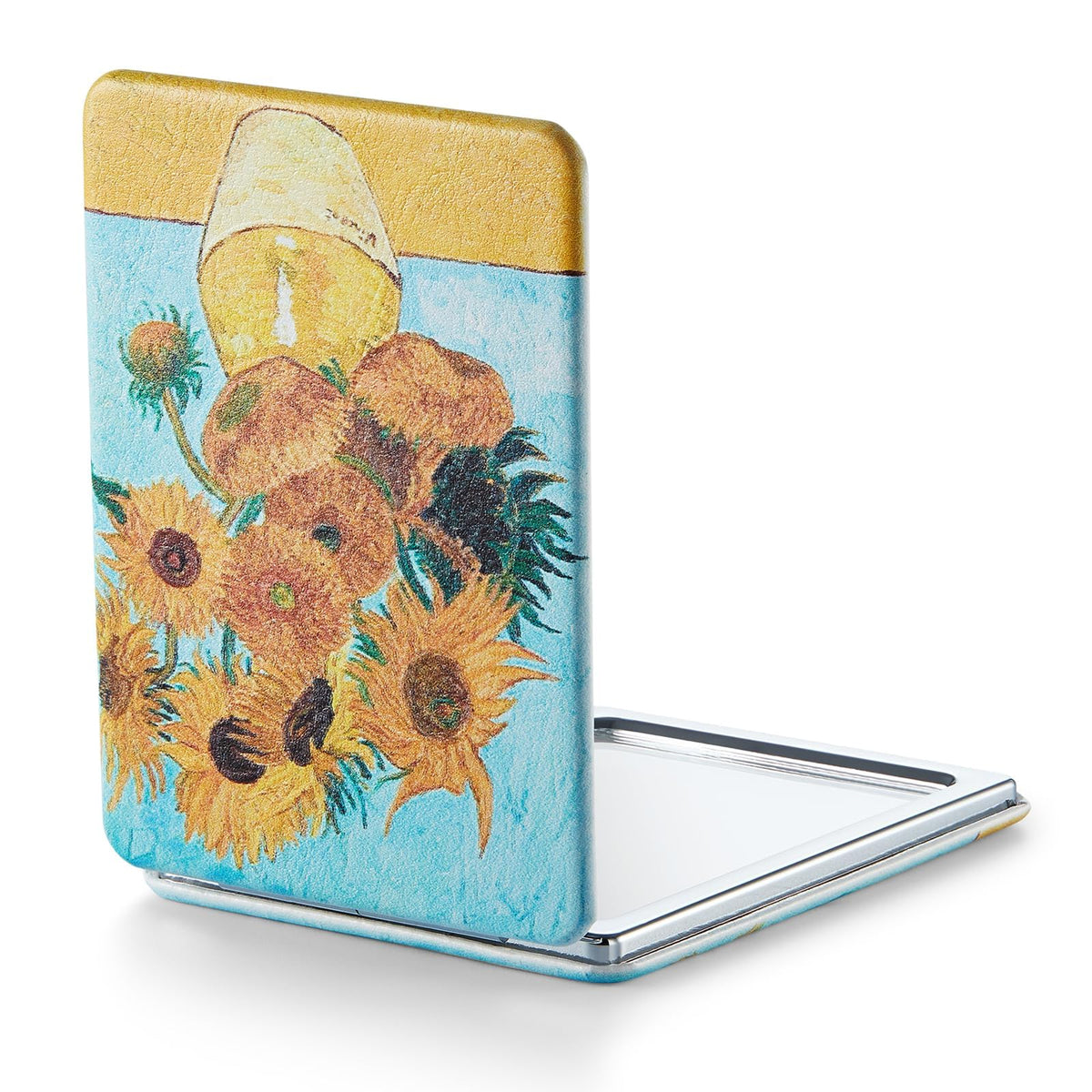 Omiro Sunflowers Compact Mirror - 1X/3X Magnification, Portable Pu Leather, 2.4&quot; X 3