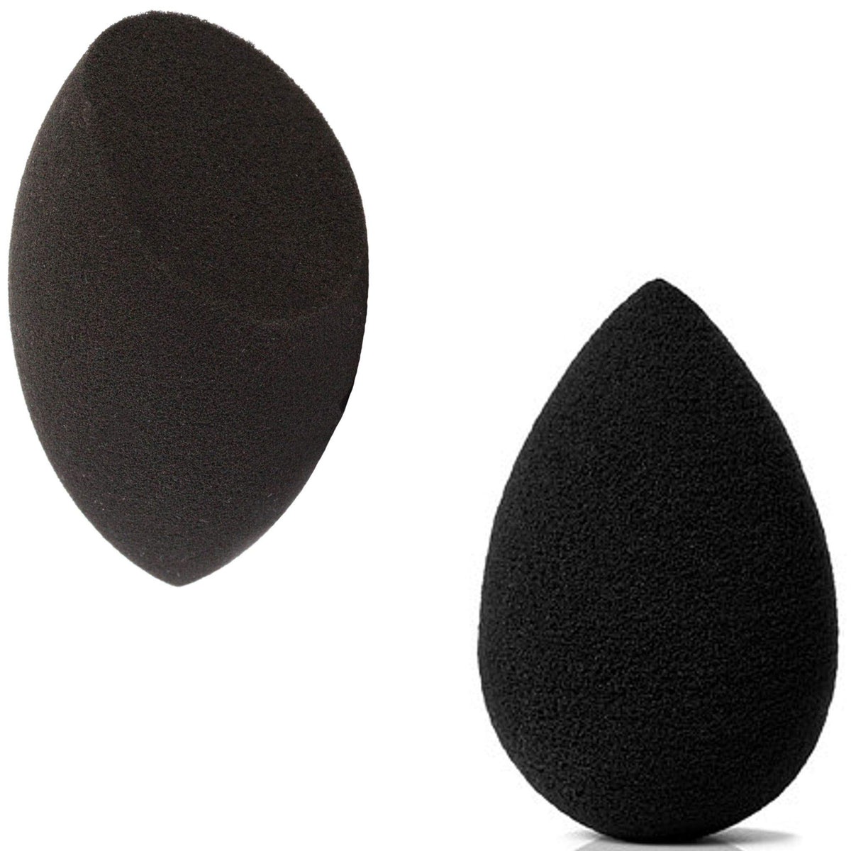 Beauty Junkees 2Pc Black Makeup Sponge Blenders - Latex Free Egg & Flat Contour Applicators