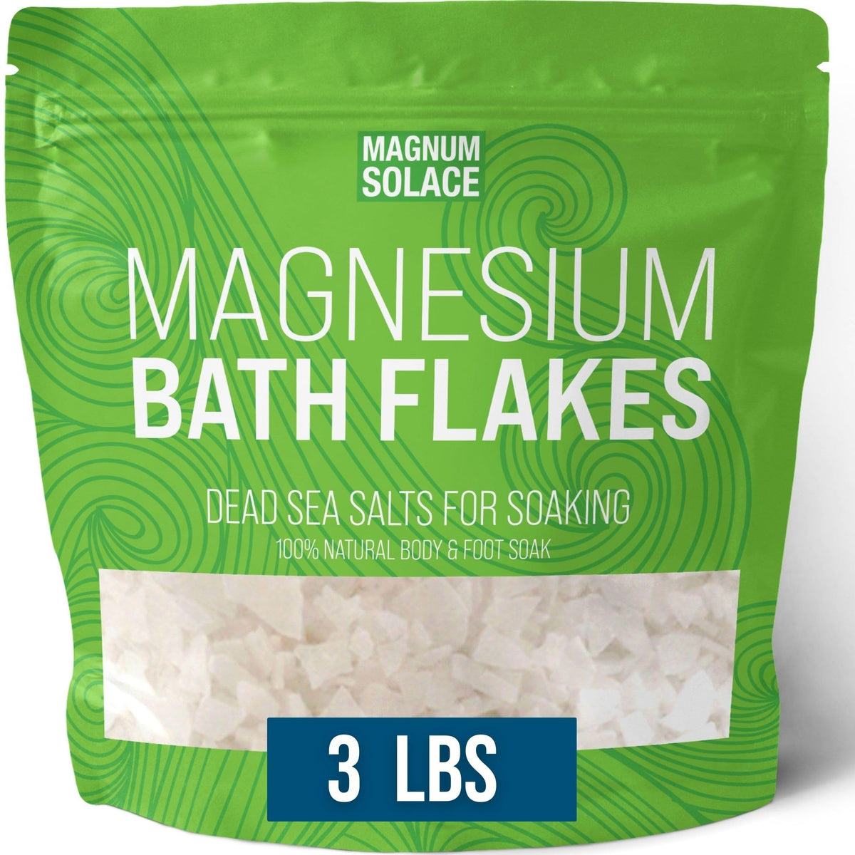 Magnum Solace Magnesium Flakes - Dead Sea Salts For Soaking, 3 Lbs, 48 Ounce