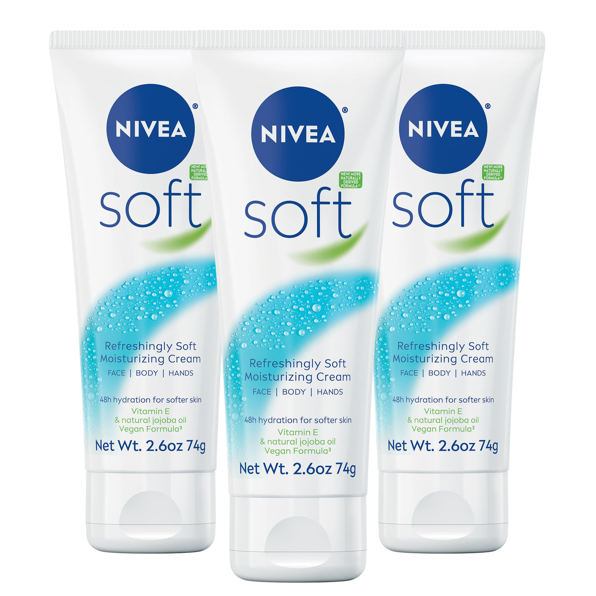 Nivea Soft Moisturizing Cream - Lightweight Jojoba Oil & Vitamin E, 2.6 Oz Tube, Pack Of 