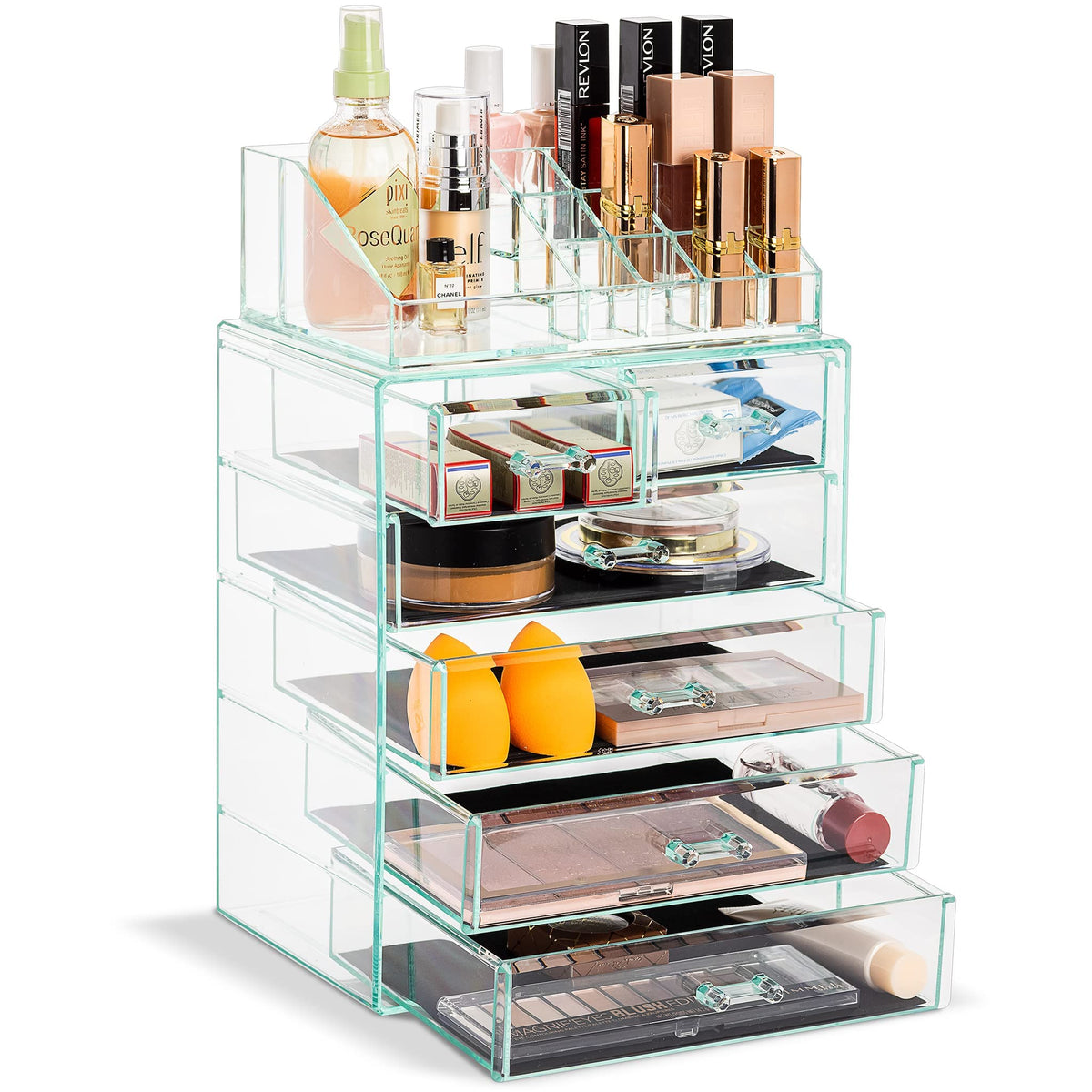 Sorbus Clear Acrylic Makeup Organizer - 4 Large & 2 Small Drawer Storage For Vanity & Bathroom