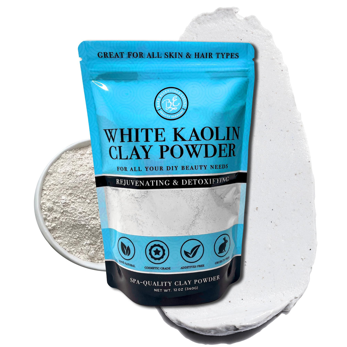 Bare Essentials Living White Kaolin Clay Powder 12Oz - 100% Natural For Spa, Diy, Gardening