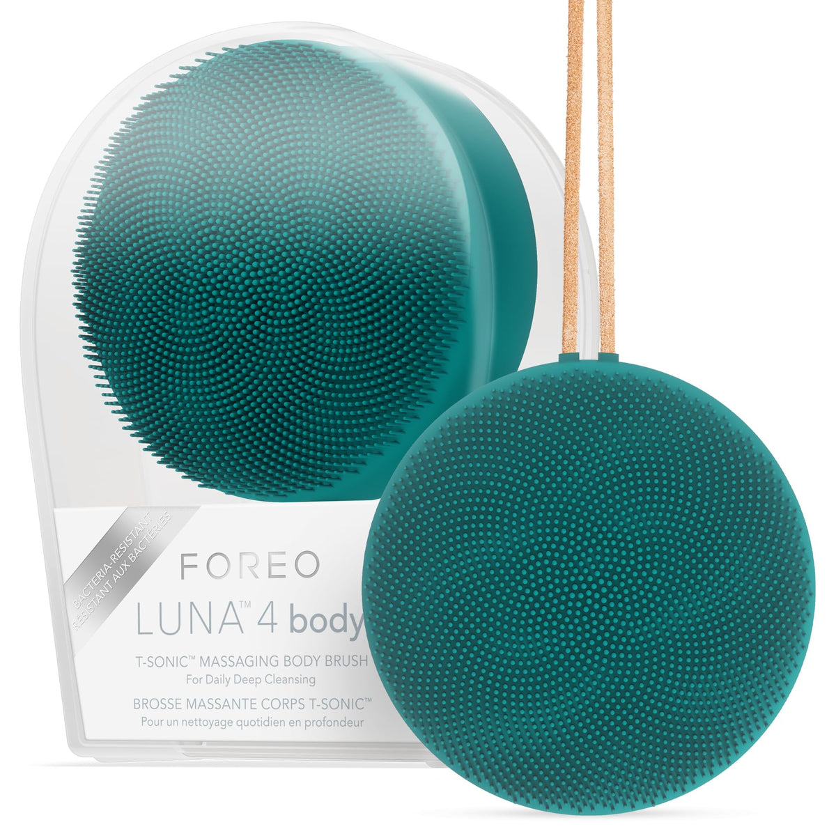 Foreo Luna 4 Body Brush - Exfoliating Skincare Tool, Lymphatic Drainage, Waterproof, Evergreen