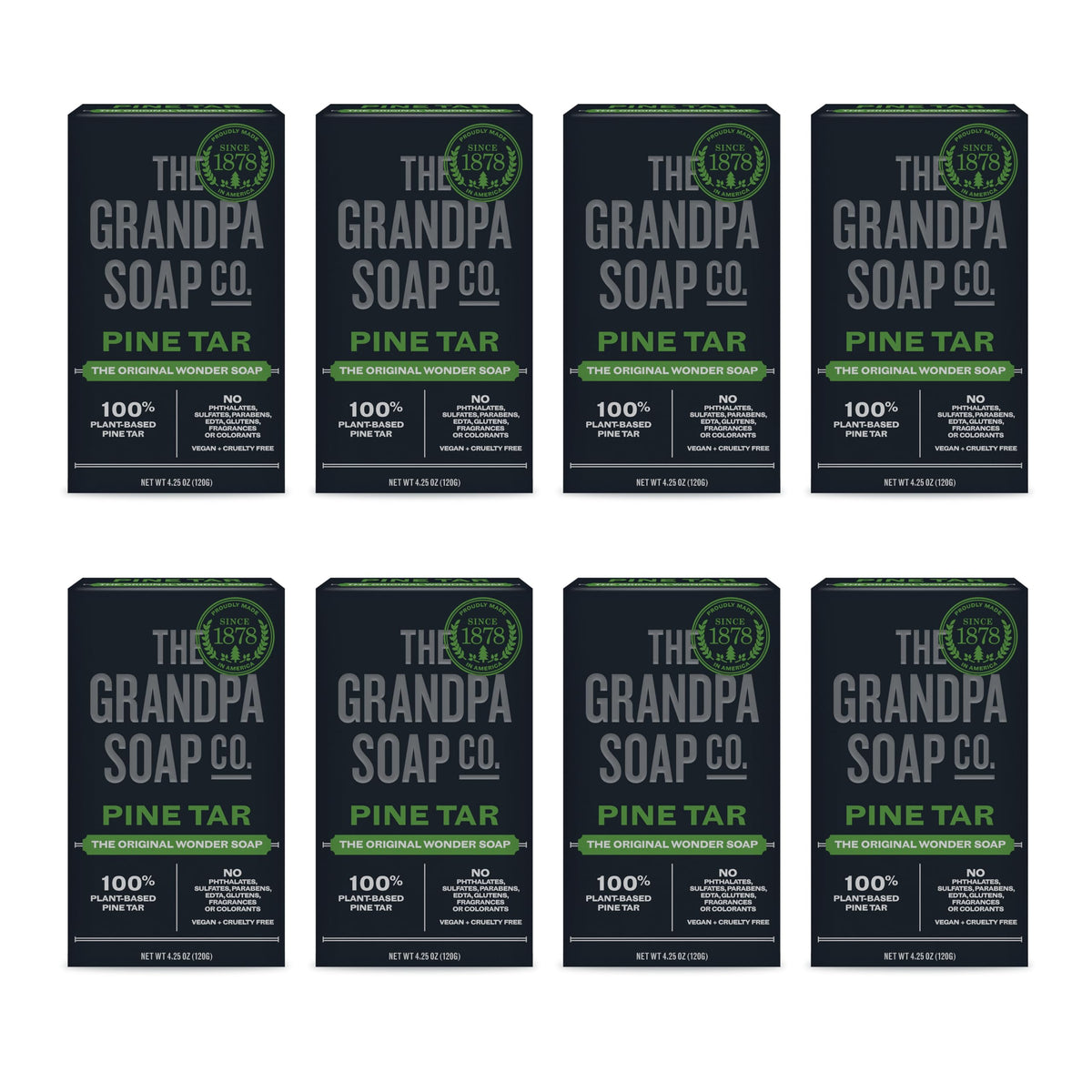 The Grandpa Soap Company Pine Tar Bar Soap For Men - 3-In-1 Cleanser, Deodorizer, Moisturizer, 