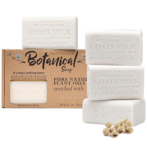 Australian Botanical Soap Goat Milk Soap Bars 6.5 Oz Pack Of 4, Enriched With Shea Butter