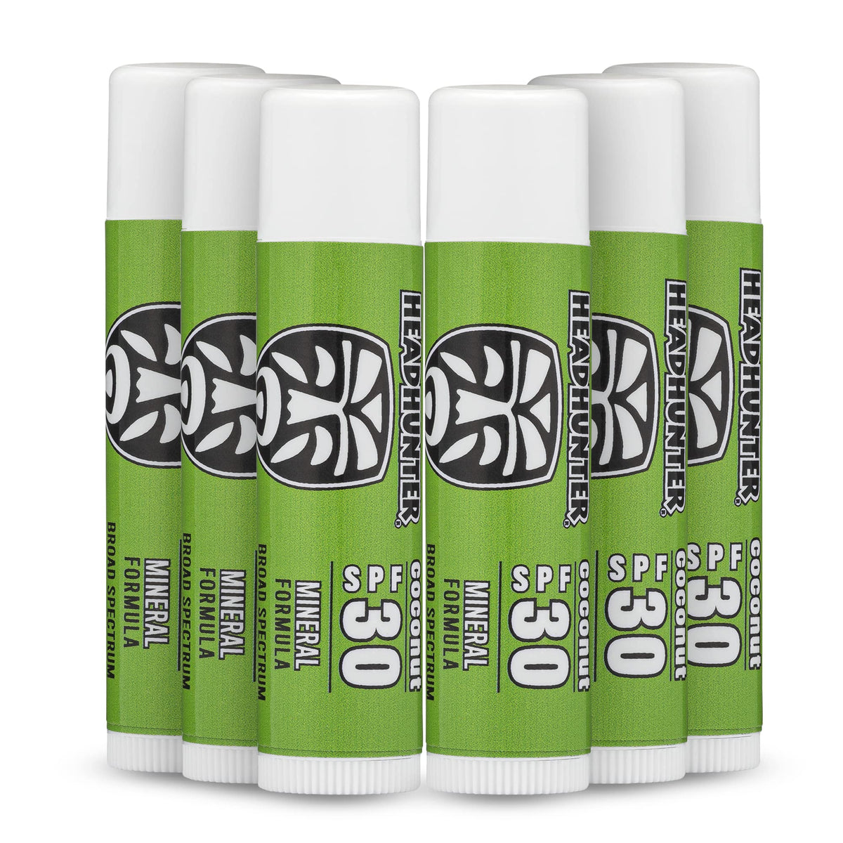 Headhunter Coconut Sport Chapstick Sunscreen Spf 30, Waterproof, Reef Safe, 6 Pack