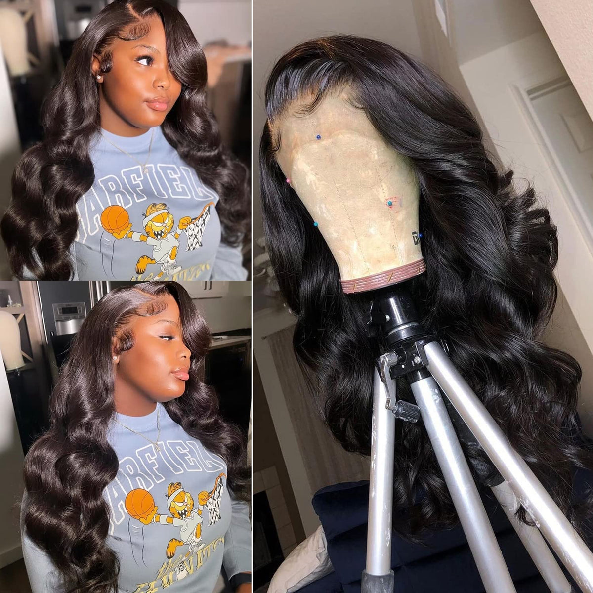 Novolook Body Wave 13X4 Lace Front Wig, 24&quot; Natural Black, 180% Density Human Hair