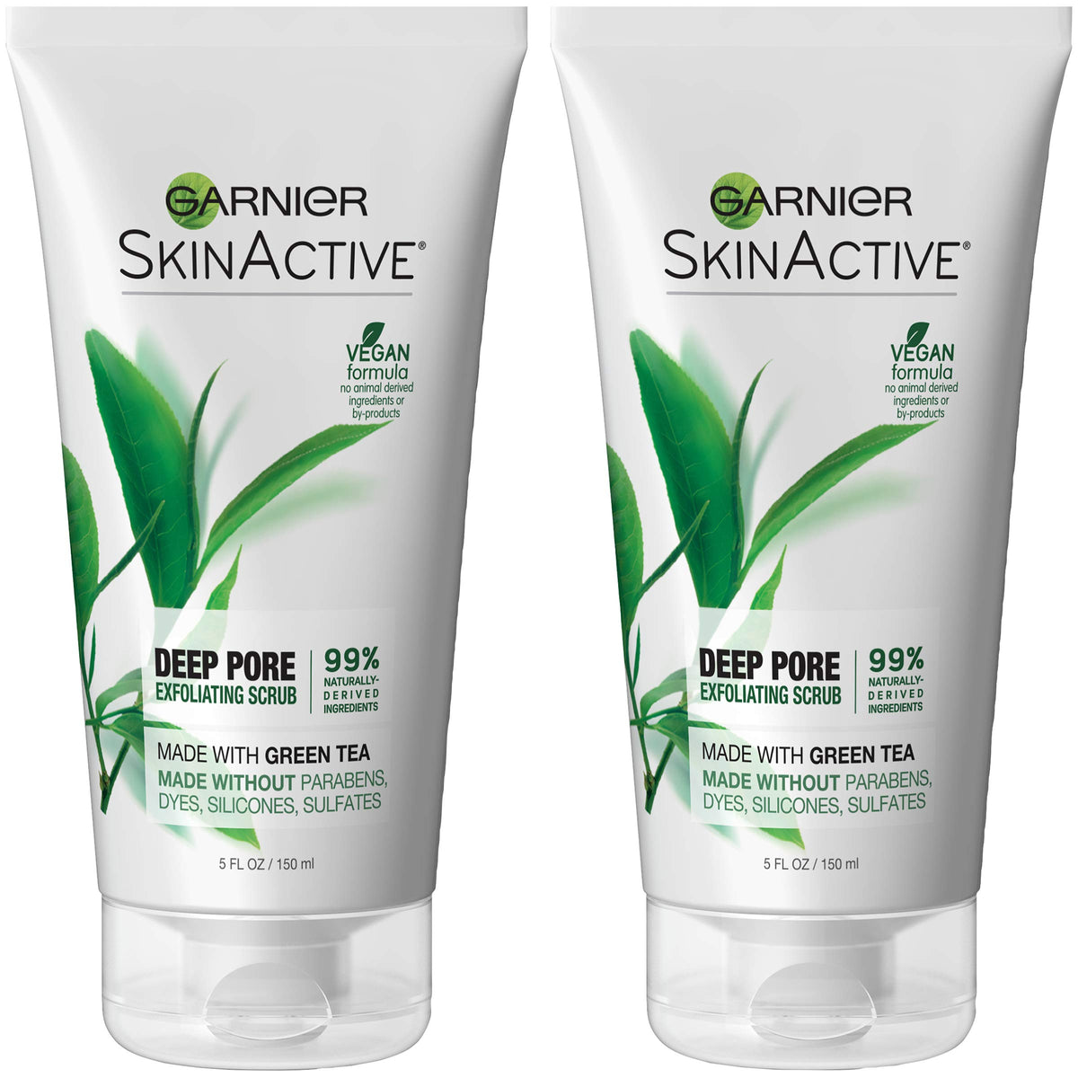 Garnier Skinactive Exfoliating Face Scrub, Green Tea, Oily Skin, 5 Fl Oz (Pack Of 2