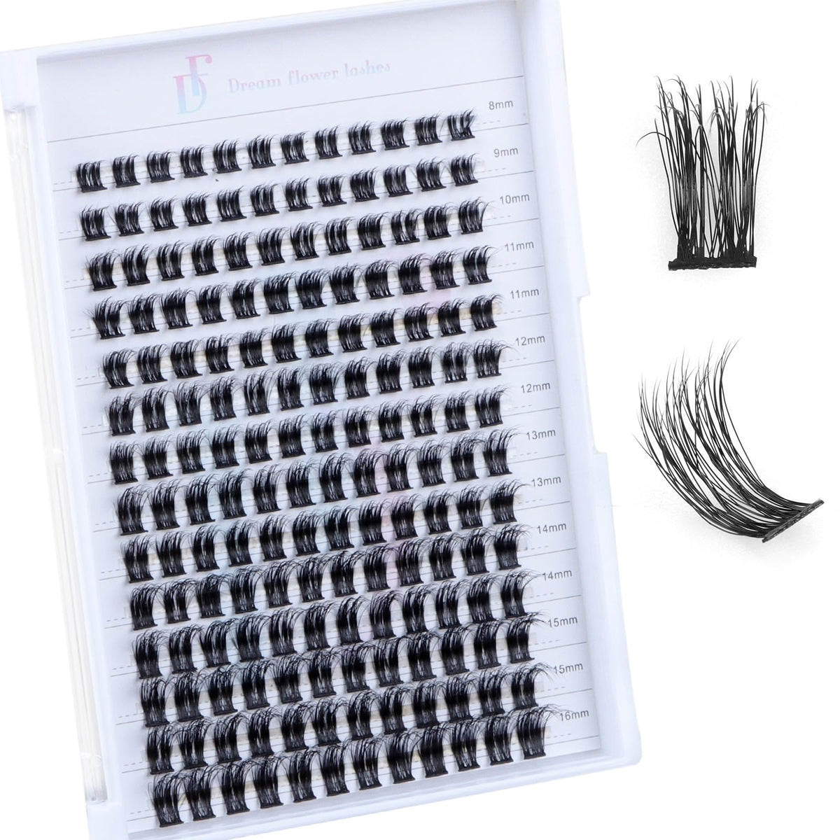 Df Touchjoy Fluffy Lash Clusters 8-16Mm D Curl, Waterproof Wispy Lashes, Super Thin Band