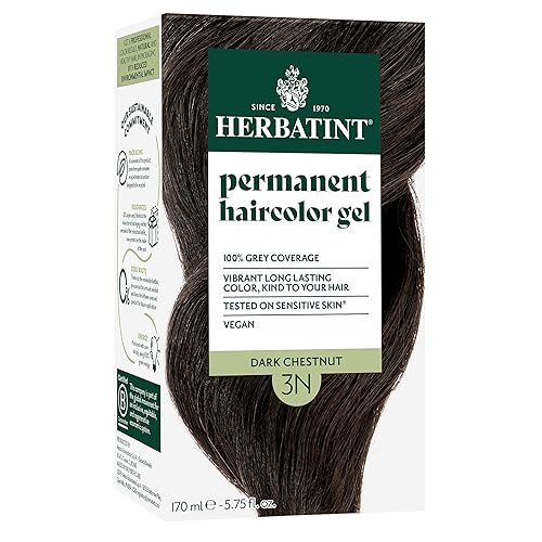 Herbatint 3N Dark Chestnut Permanent Haircolor Gel, Vegan, Alcohol Free, 100% Grey Coverage, 4.