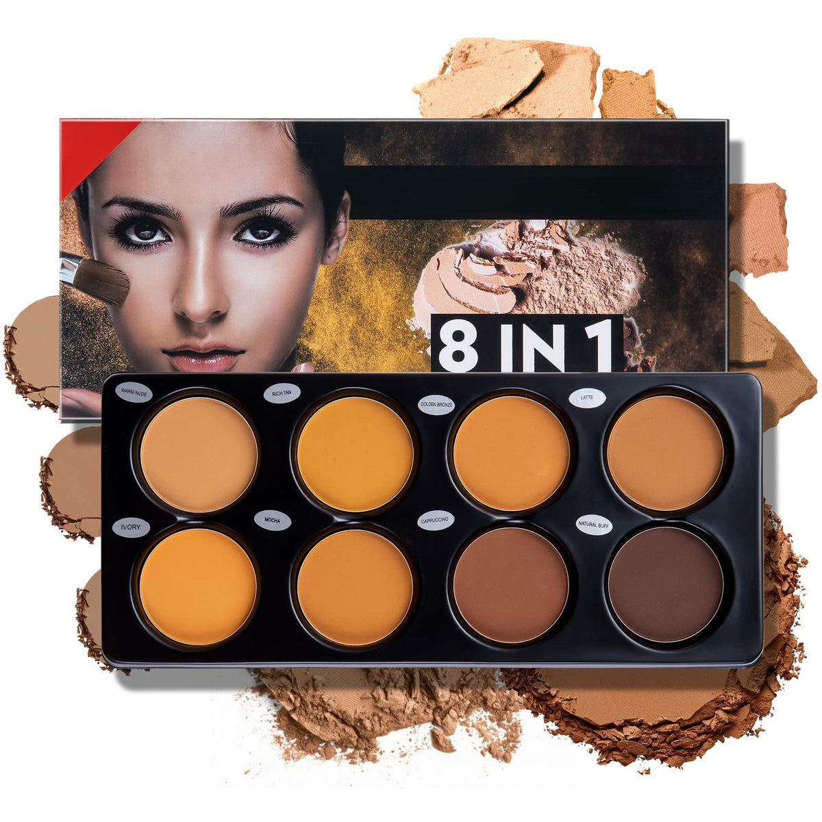 Beteligir 8 Color Matte Contour Palette - Vegan & Cruelty-Free Highlighting Makeup Kit (01)