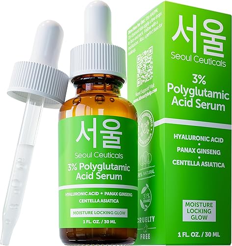 Seoulceuticals Organic Polyglutamic Acid Serum With Hyaluronic Acid & Centella Asiatica - 1Oz