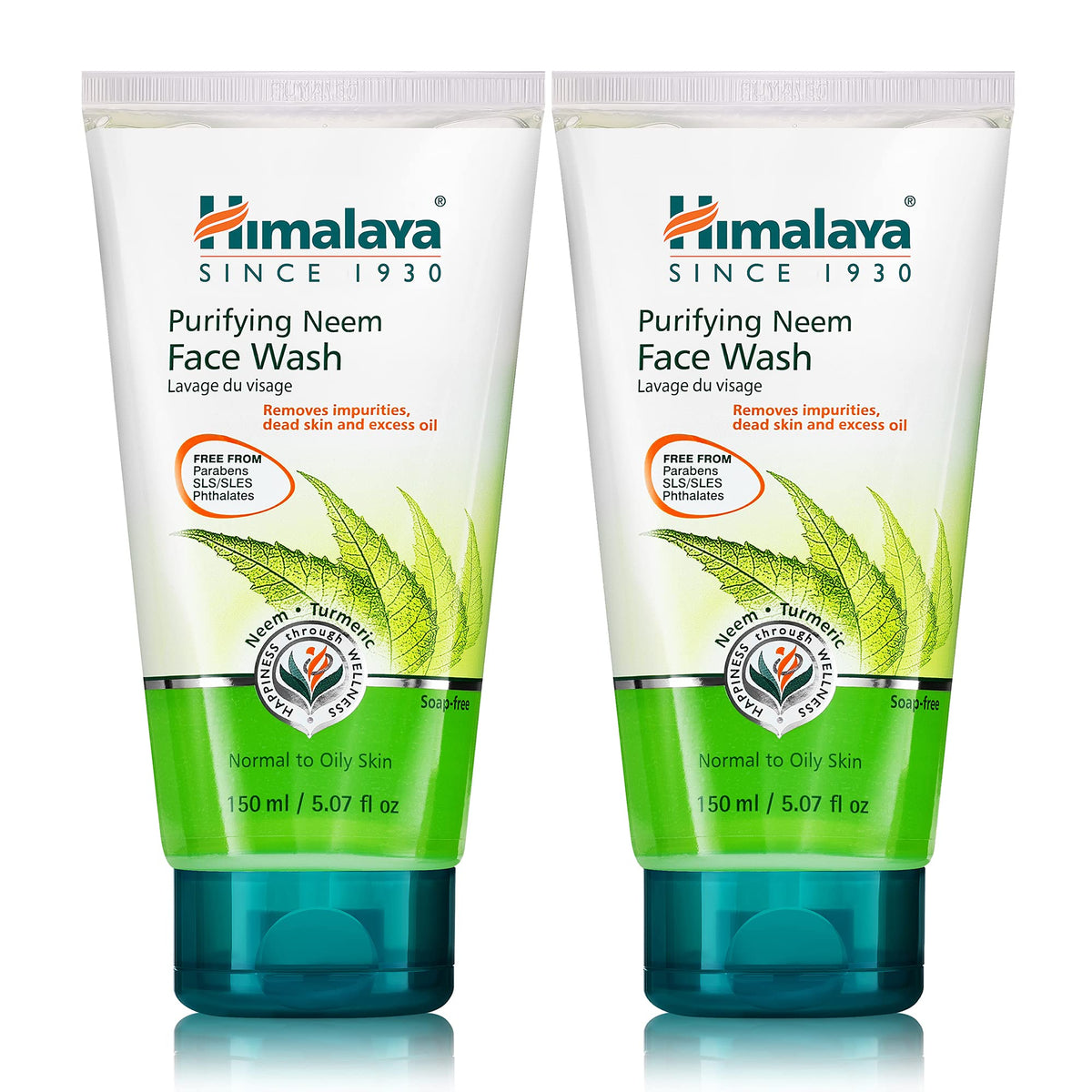 Himalaya Neem Face Wash For Normal To Oily Skin, Vegan, 2 Pack, 5.07 Fl Oz Each