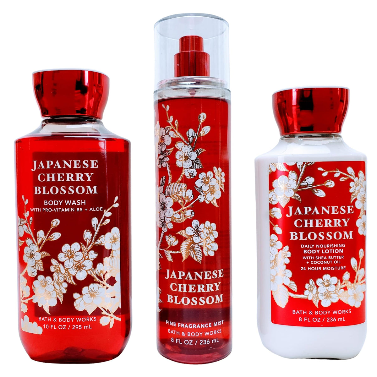 Bath & Body Works Japanese Cherry Blossom Set - Shower Gel, Mist & Lotion, 3 Piece