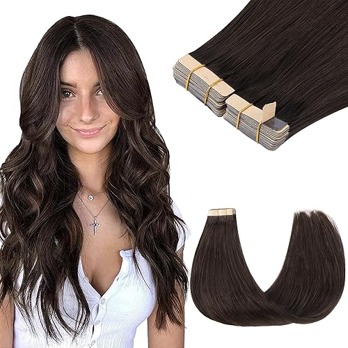 GOO GOO 22&quot; Light Brown Tape in Hair Extensions, 100g, 40pcs, Human Hair, Thick Ends