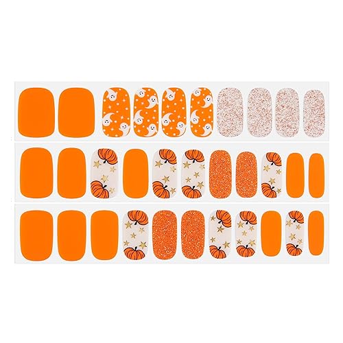 Dashing Diva Pumpkin Charm Nail Strips - Uv Free, Chip Resistant Gel Stickers, 32 Wraps