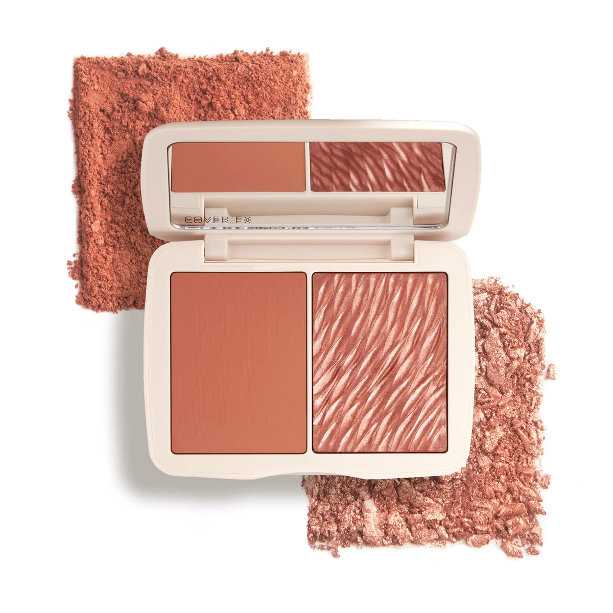 COVER FX Monochromatic Powder Blush Duo, Warm Honey - Matte & Shimmer Finish, 1 Count