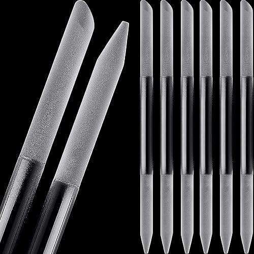 Maitys Glass Cuticle Pusher Set - 6 Double-Sided Crystal Nail Files for Precision Manicure/Pedicure